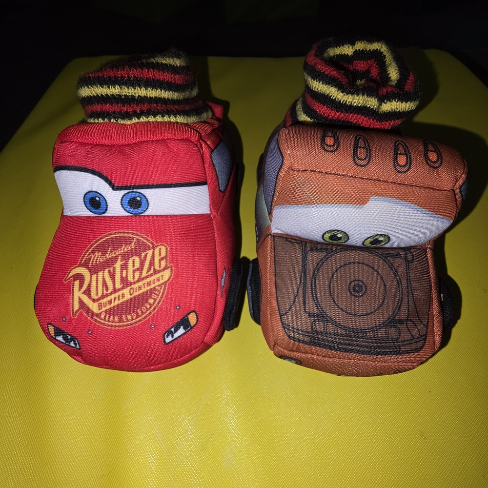 Disney Kids Red and Brown Lightning McQueen Plush Sock Shoes
